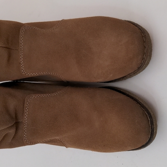 land's End Chalet Cognac Suede Leather Faux Fur Boots 7D - Picture 3 of 10